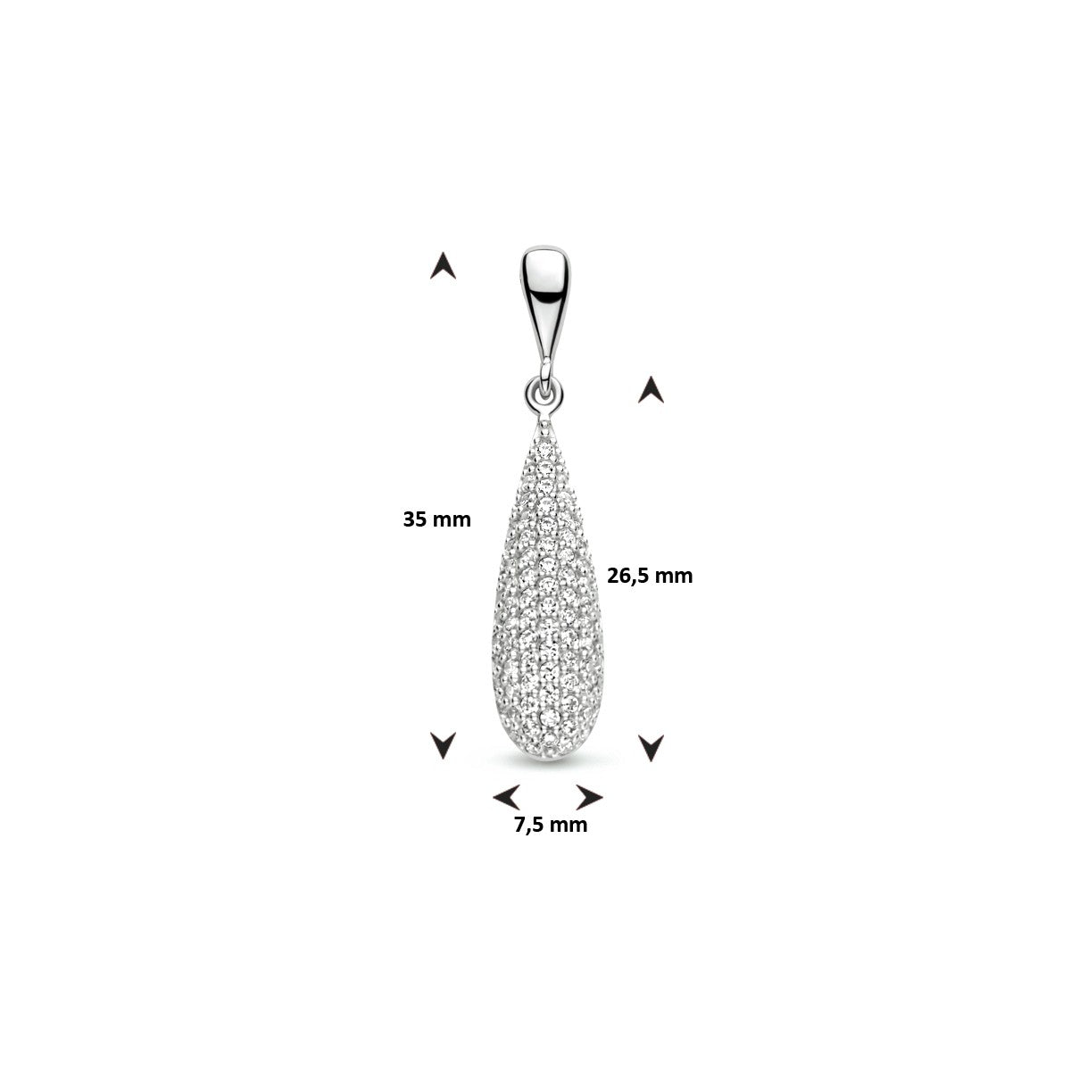 zilver gerhodineerd hanger zirkonia 1333688 - PansiteNederland.nl