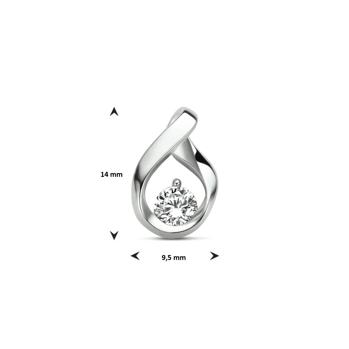 zilver gerhodineerd hanger zirkonia 1333720 - PansiteNederland.nl