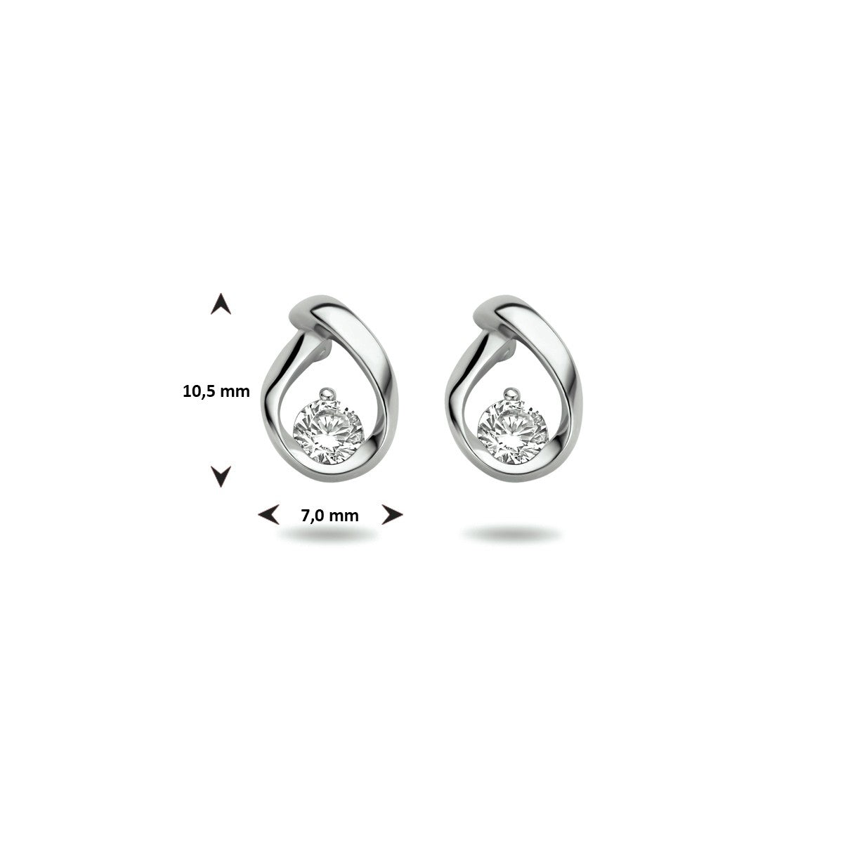 Zilver Gerhodineerd Oorknoppen Zirkonia 1333721 - PansiteNederland.nl