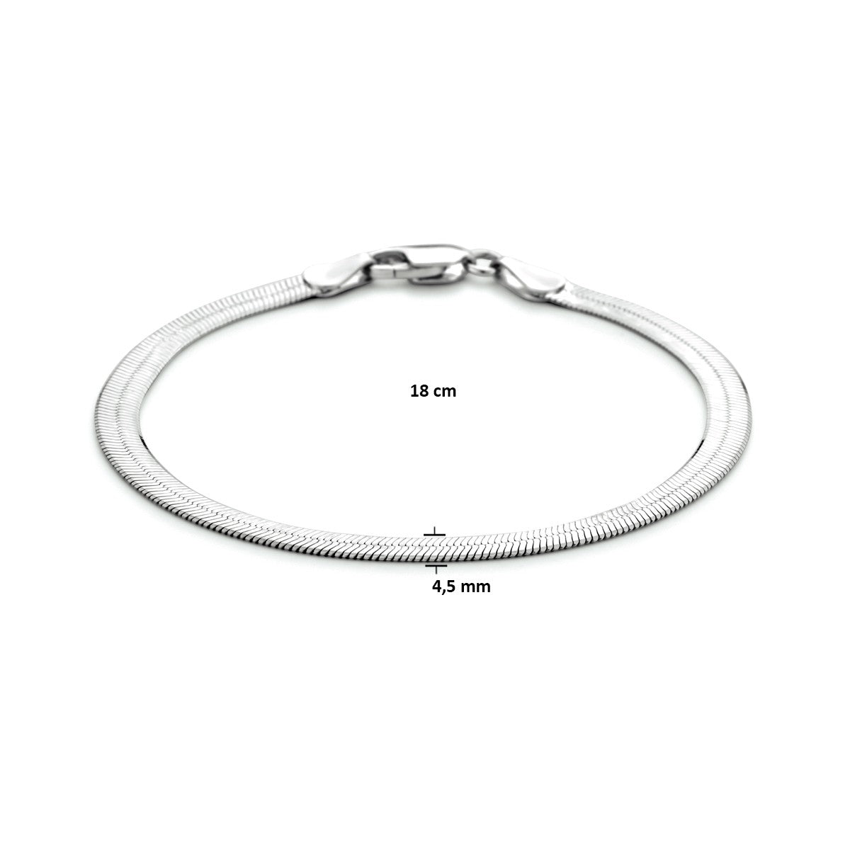 Zilver Gerhodineerd Armband Plat 4,5 mm 1333722 - PansiteNederland.nl