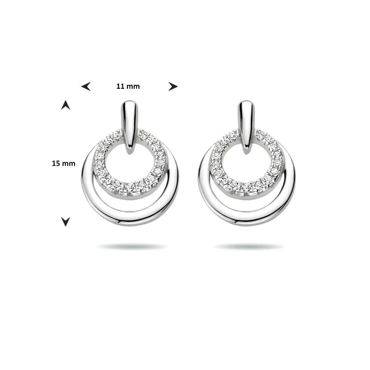 Zilver Gerhodineerd Oorknoppen Zirkonia 1333801 - PansiteNederland.nl