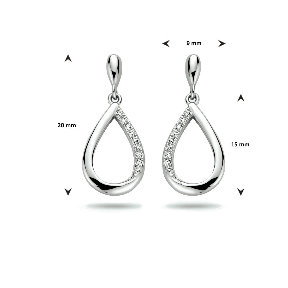 Zilver Gerhodineerd Oorhangers Druppel Zirkonia 1333814 - PansiteNederland.nl