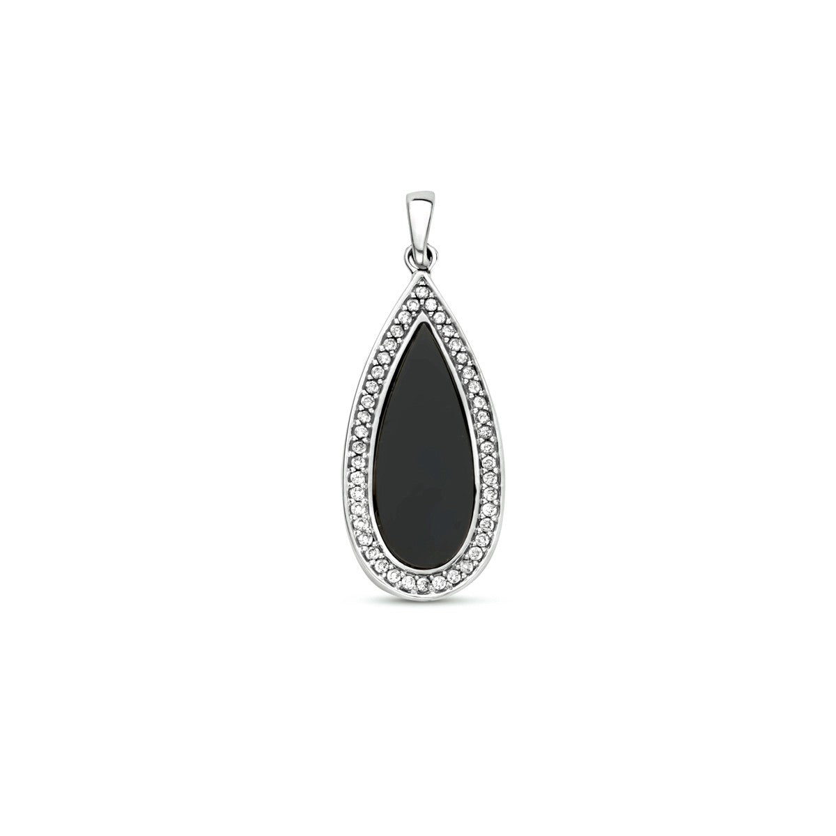 zilver gerhodineerd hanger onyx en zirkonia 1333855 - PansiteNederland.nl