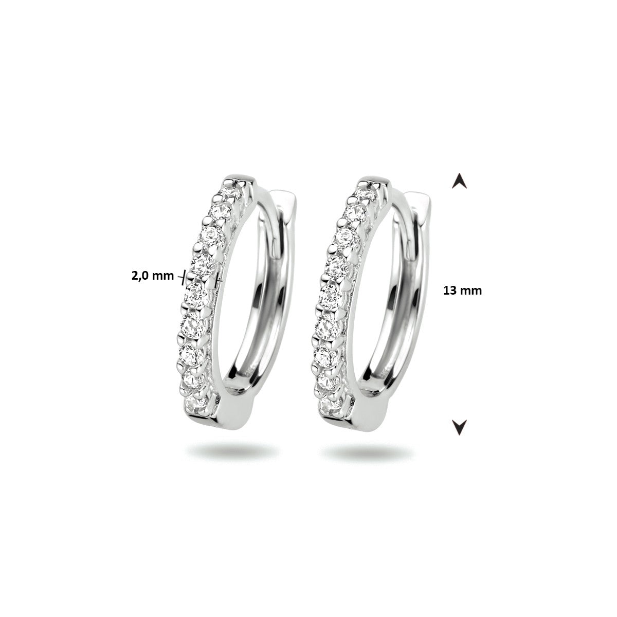 Zilver Gerhodineerd Klapoorringen Zirkonia 1333863 - PansiteNederland.nl
