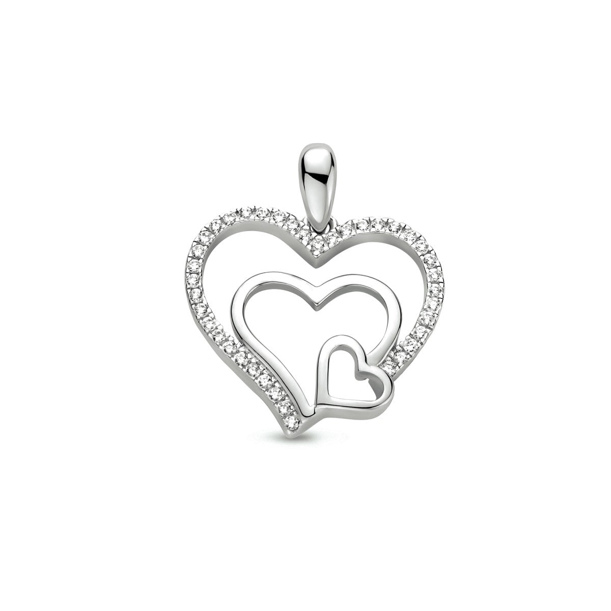 zilver gerhodineerd hanger hart zirkonia 1333887 - PansiteNederland.nl