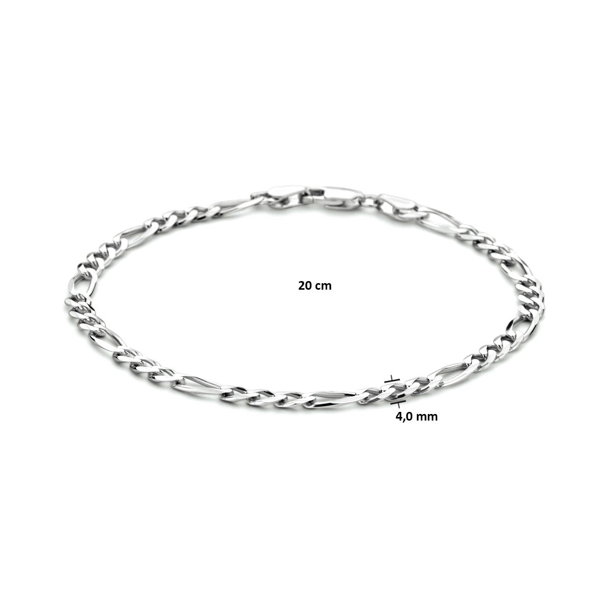 Zilver Gerhodineerd Armband Figaro 4,0 Mm 20 Cm 1333898 - PansiteNederland.nl