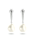Zilver Gerhodineerd Oorhangers Parel 1333911 - PansiteNederland.nl