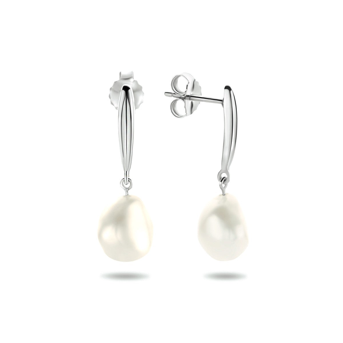Zilver Gerhodineerd Oorhangers Parel 1333911 - PansiteNederland.nl
