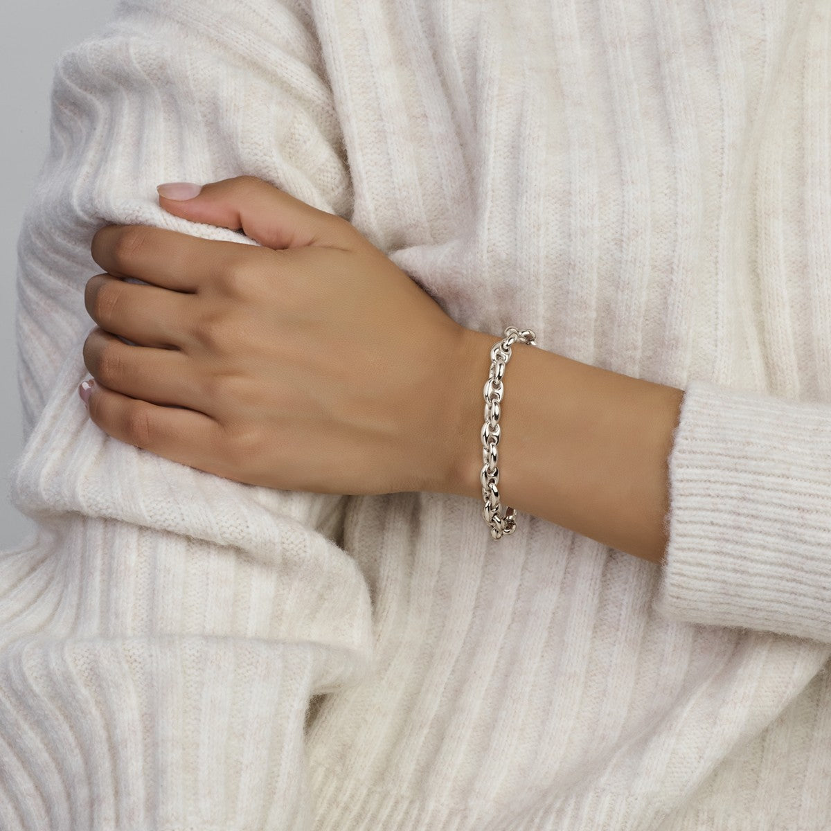 Zilver Gerhodineerd Armband Koffieboon 7,4 Mm 20 Cm 1333941 - PansiteNederland.nl