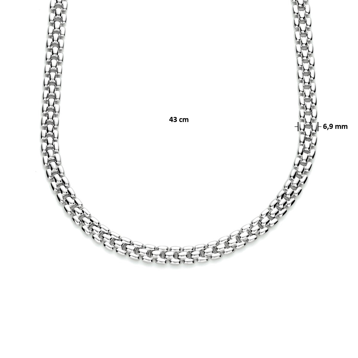 Collier panter 6,9 mm 43 cm zilver