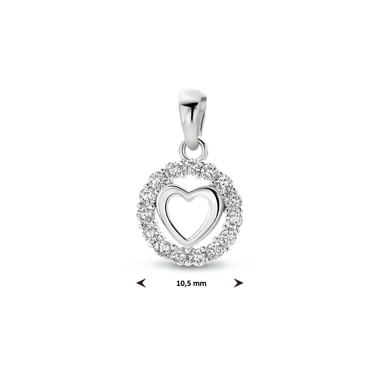 zilver gerhodineerd hanger hart zirkonia 1333964 - PansiteNederland.nl