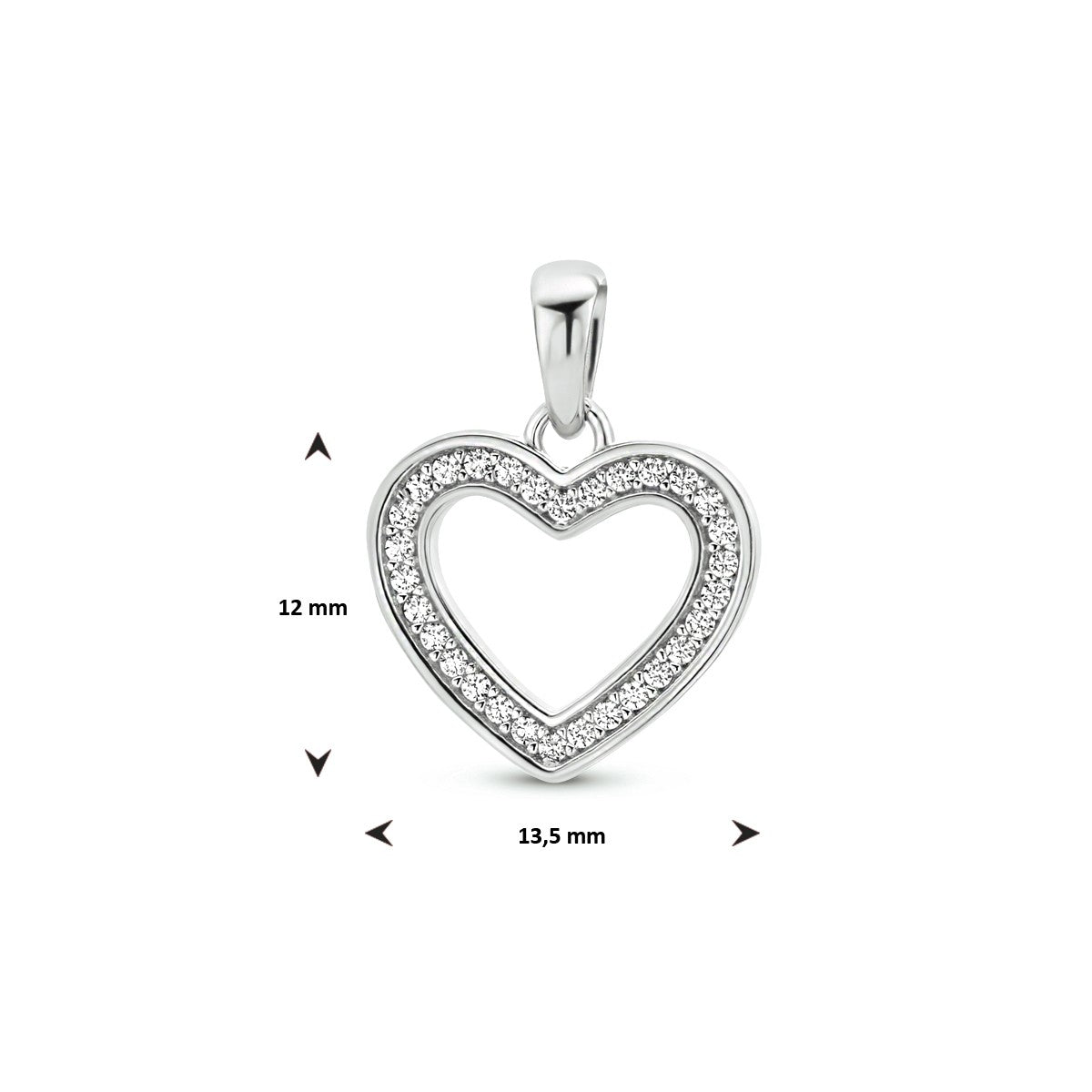 zilver gerhodineerd hanger hart zirkonia 1333966 - PansiteNederland.nl