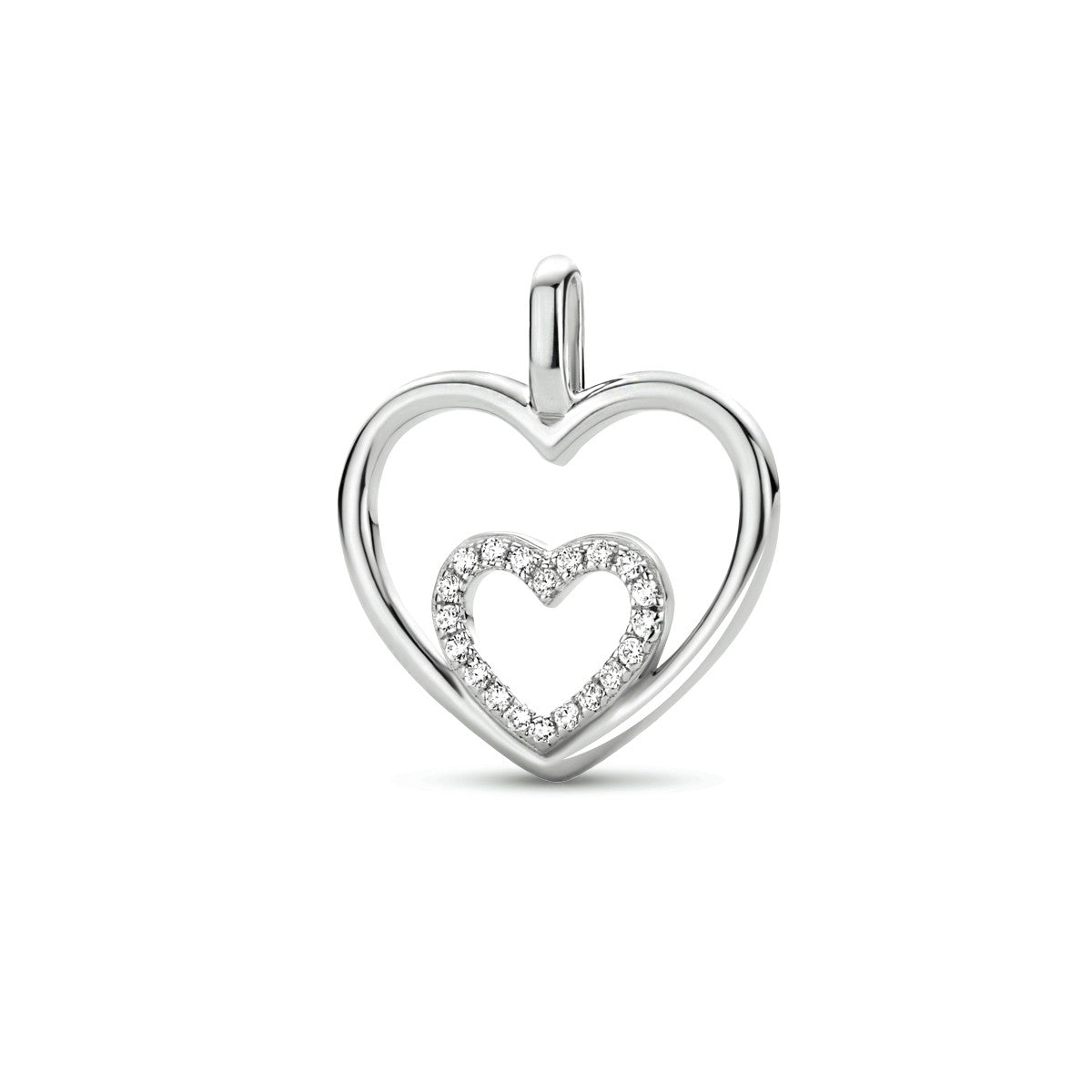 zilver gerhodineerd hanger hart zirkonia 1333967 - PansiteNederland.nl