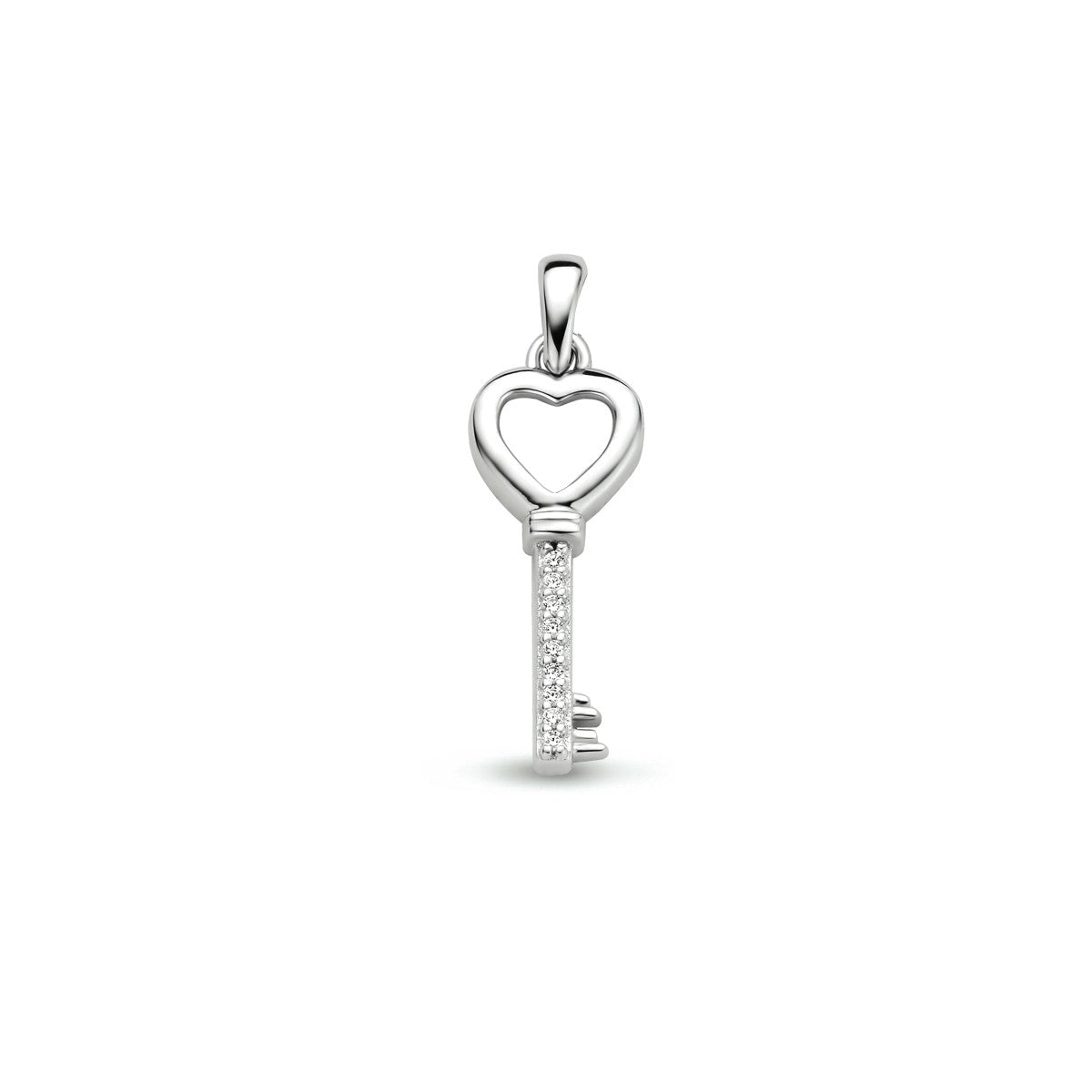 zilver gerhodineerd hanger sleutel zirkonia 1333975 - PansiteNederland.nl