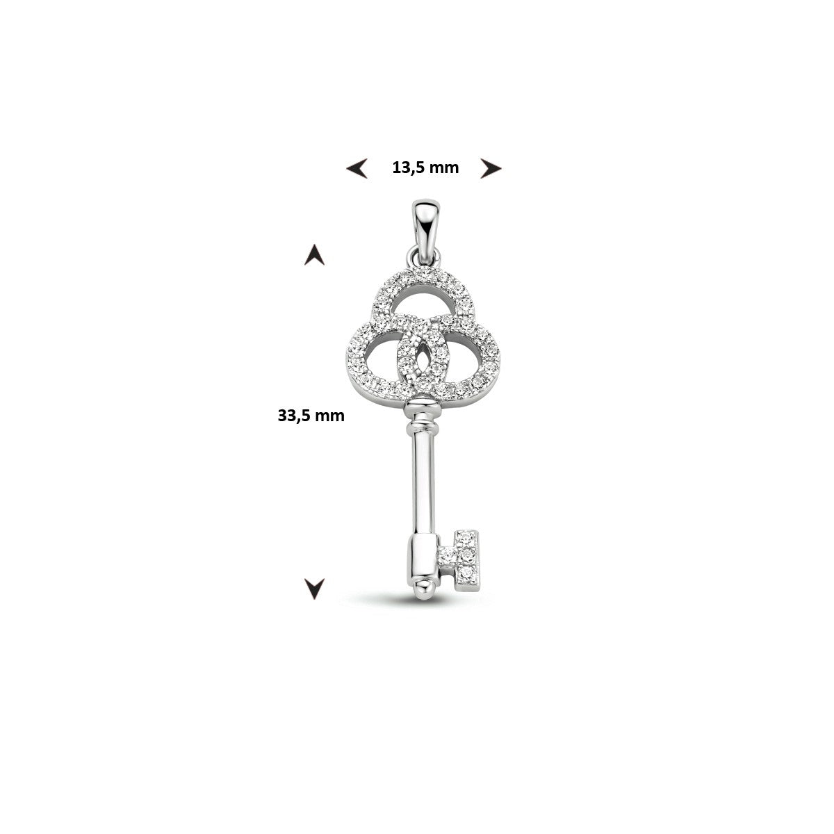 zilver gerhodineerd hanger sleutel zirkonia 1333978 - PansiteNederland.nl