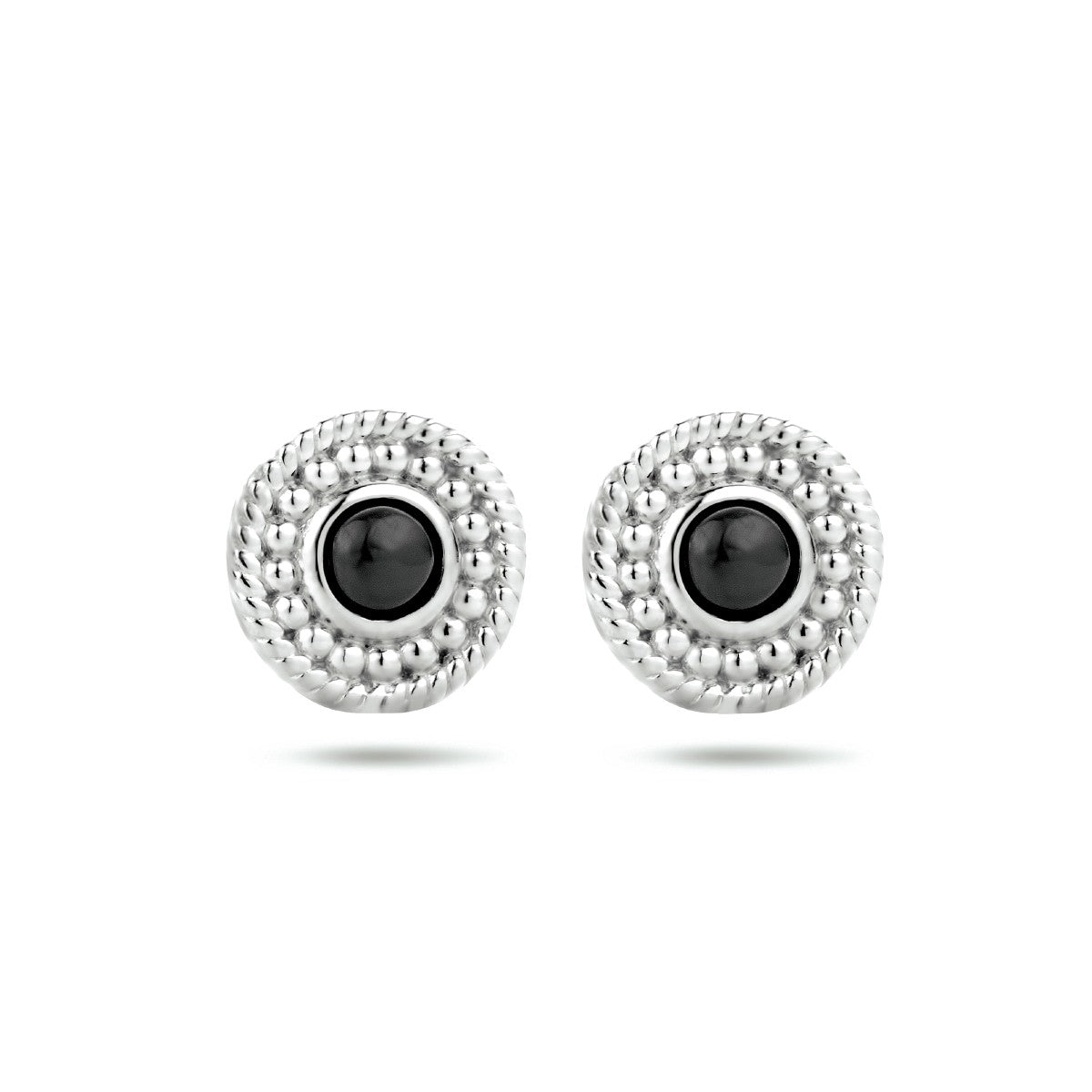Zilver Gerhodineerd Oorknoppen Onyx 1334106 - PansiteNederland.nl