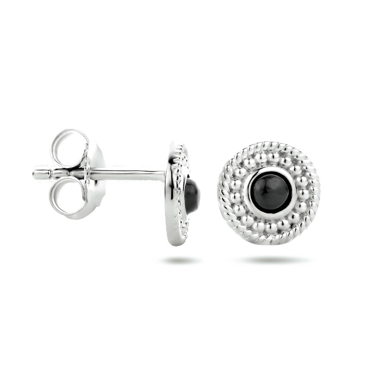 Zilver Gerhodineerd Oorknoppen Onyx 1334106 - PansiteNederland.nl