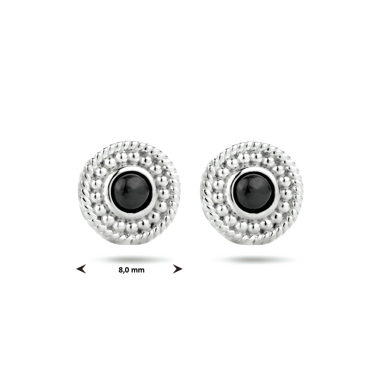 Zilver Gerhodineerd Oorknoppen Onyx 1334106 - PansiteNederland.nl