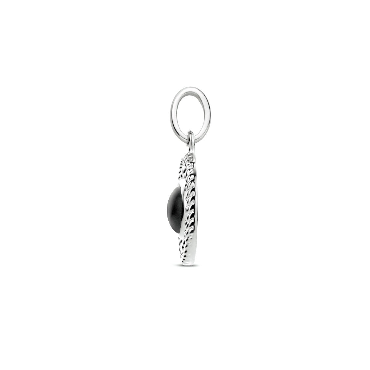 zilver gerhodineerd hanger rond onyx 1334107 - PansiteNederland.nl