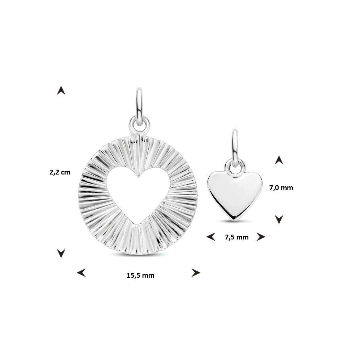 zilver gerhodineerd hanger hart 1334111 - PansiteNederland.nl