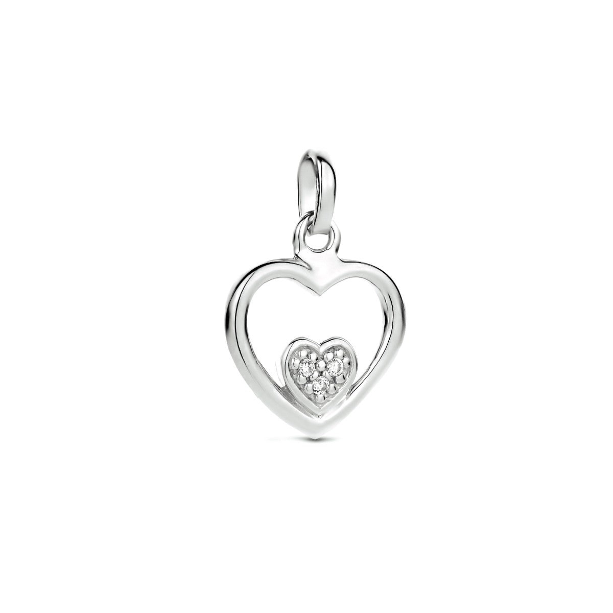 zilver gerhodineerd hanger hart zirkonia 1334113 - PansiteNederland.nl