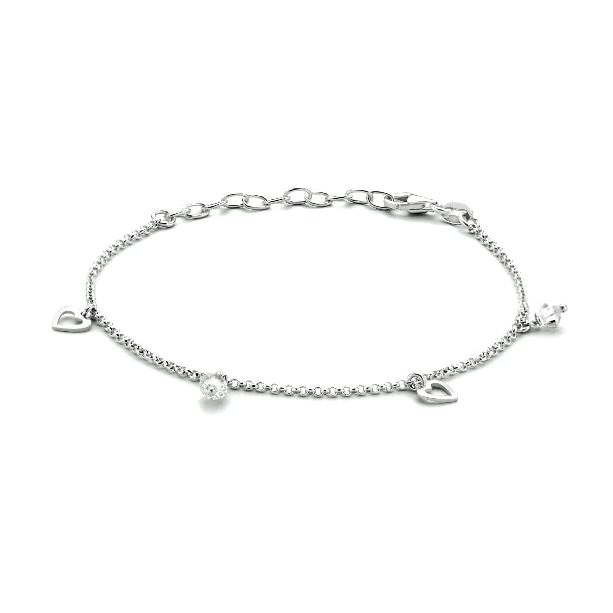 Zilver gerhodineerd enkelbandje hartjes 18 + 4 cm 1334125, exclusief en kwalitatief hoogwaardig. Ontdek nu!