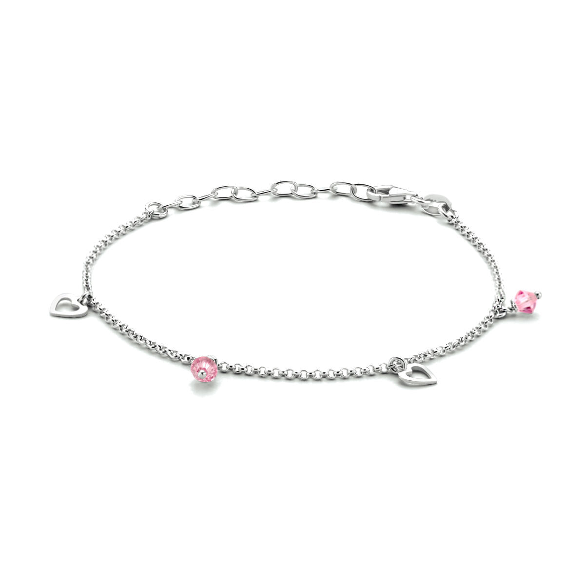 Zilver gerhodineerd enkelbandje hartjes 18 + 4 cm 1334126, exclusief en kwalitatief hoogwaardig. Ontdek nu!