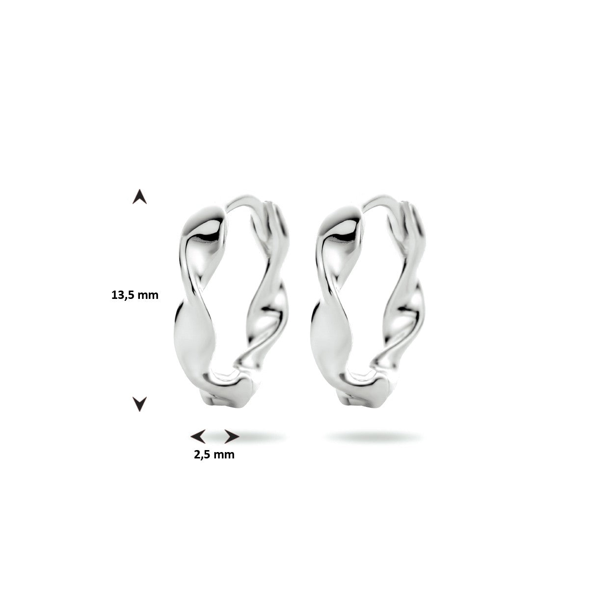 Zilver Gerhodineerd Klapoorringen Gedraaid 1334141 - PansiteNederland.nl