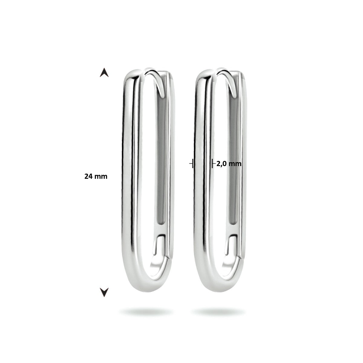 Zilver Gerhodineerd Klapoorringen Paperclip 1334219 - PansiteNederland.nl