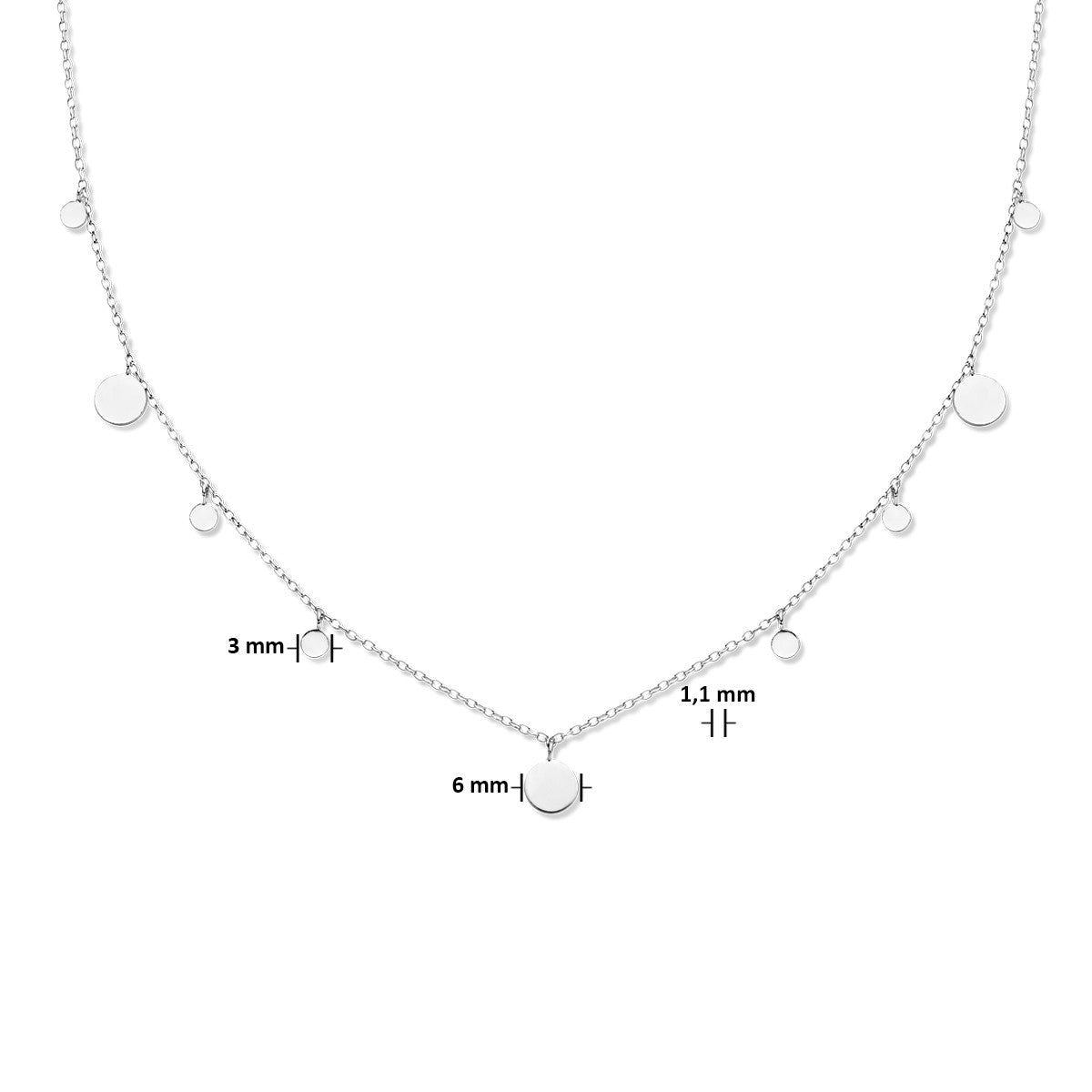 zilver gerhodineerd collier rondjes 41 + 4 cm 1334310 - PansiteNederland.nl