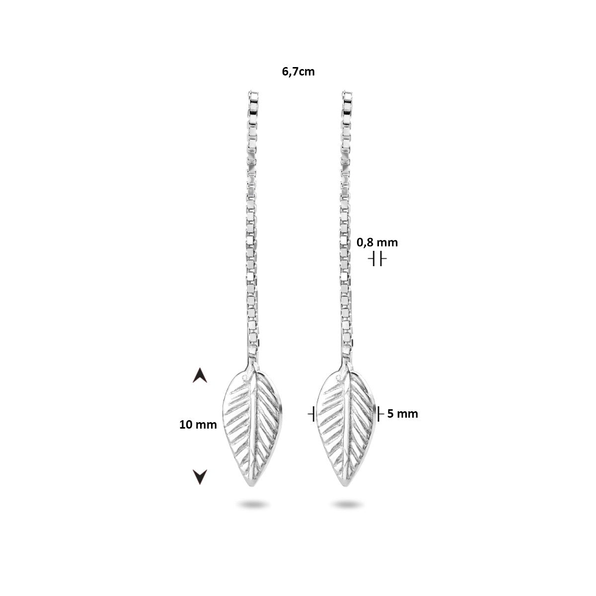 Zilver Gerhodineerd Doortrekoorbellen Blad 1334329 - PansiteNederland.nl