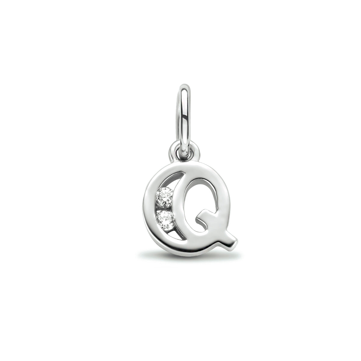 Hanger letter Q zirkonia 10 mm zilver #Letter_Q