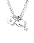 zilver gerhodineerd collier slot, hart en sleutel 41 + 4 cm 1334357