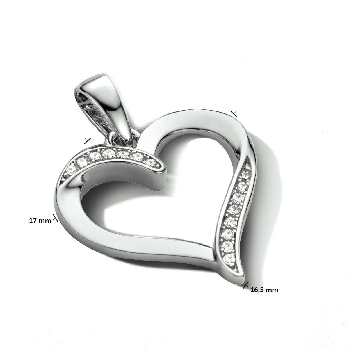 zilver gerhodineerd hanger hart 1334377 - PansiteNederland.nl