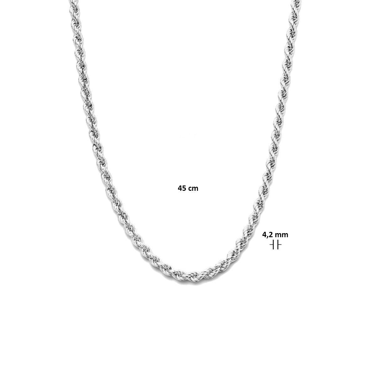Zilver Gerhodineerd Koord 4,2 mm 1334420 - PansiteNederland.nl
