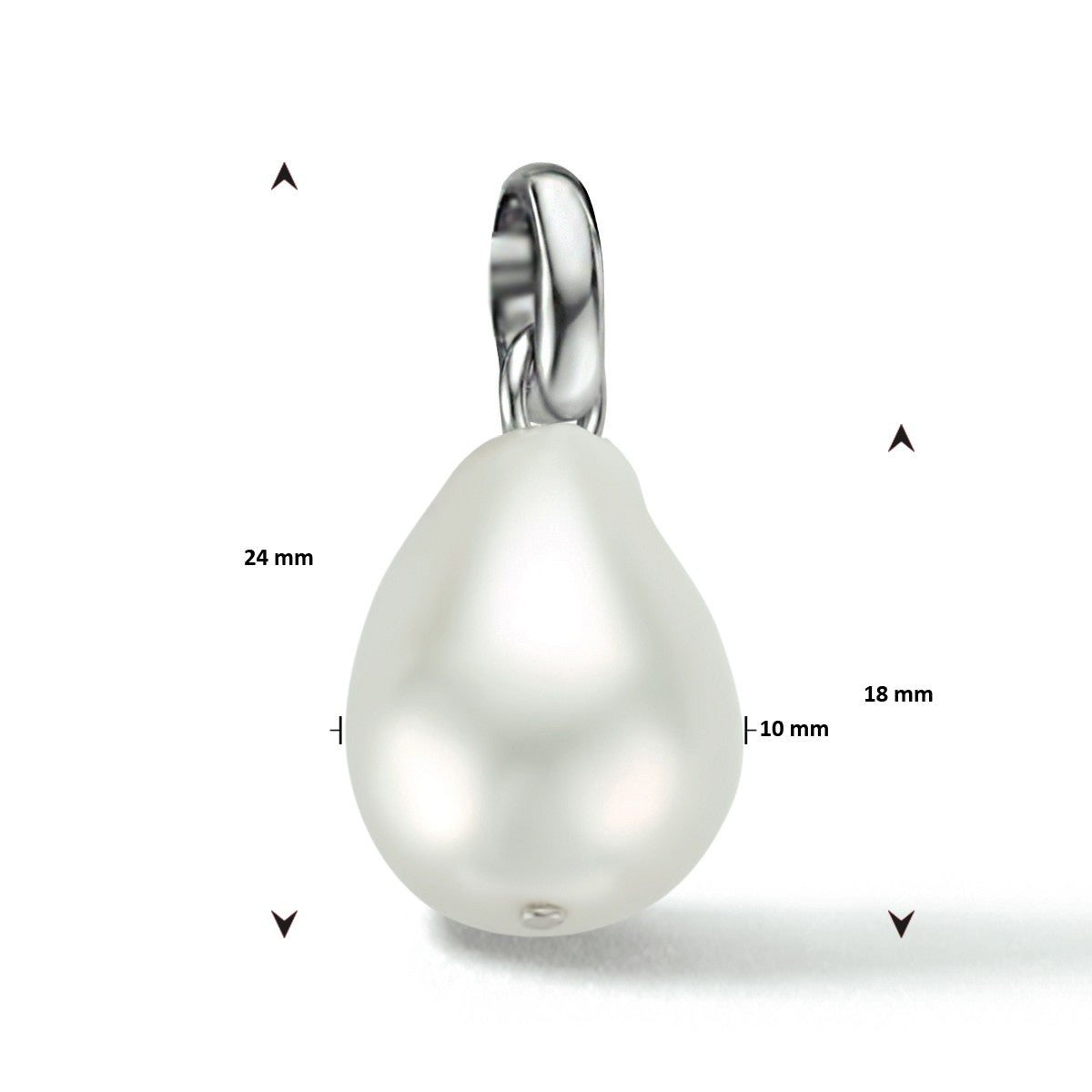zilver gerhodineerd hanger parel 1334425 - PansiteNederland.nl