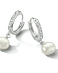 Zilver Gerhodineerd Klapoorringen Parel En Zirkonia 1334431 - PansiteNederland.nl
