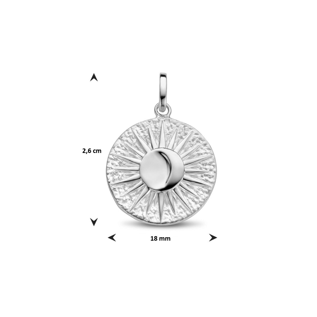 zilver gerhodineerd hanger zon 1334491 - PansiteNederland.nl