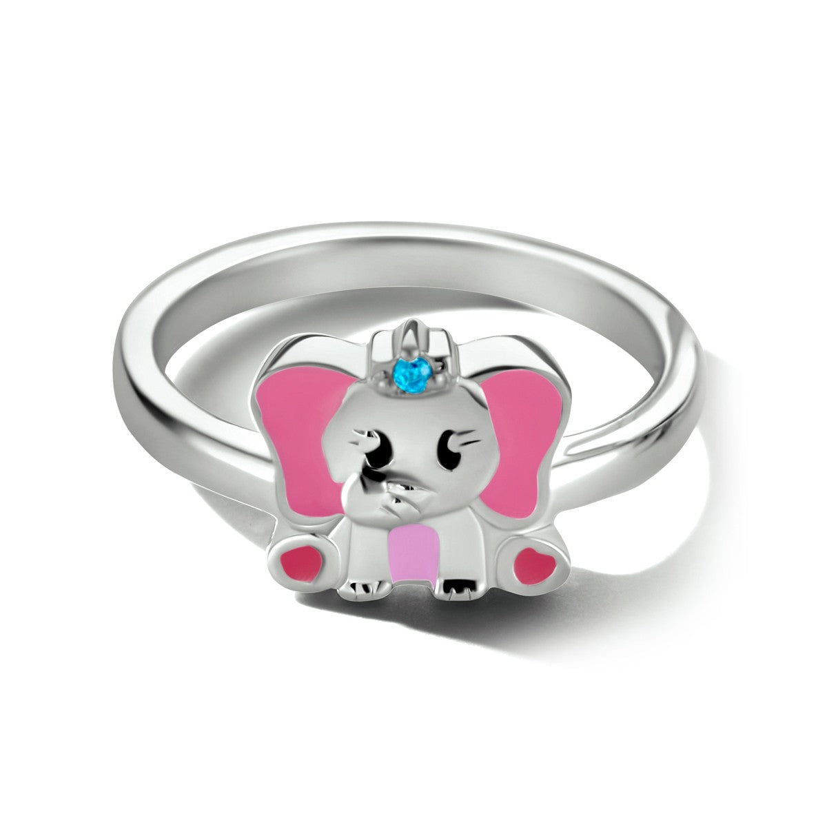 Gerhodineerd Zilver Ring Olifant Blauw Met Zirkonia 1334493 - PansiteNederland.nl