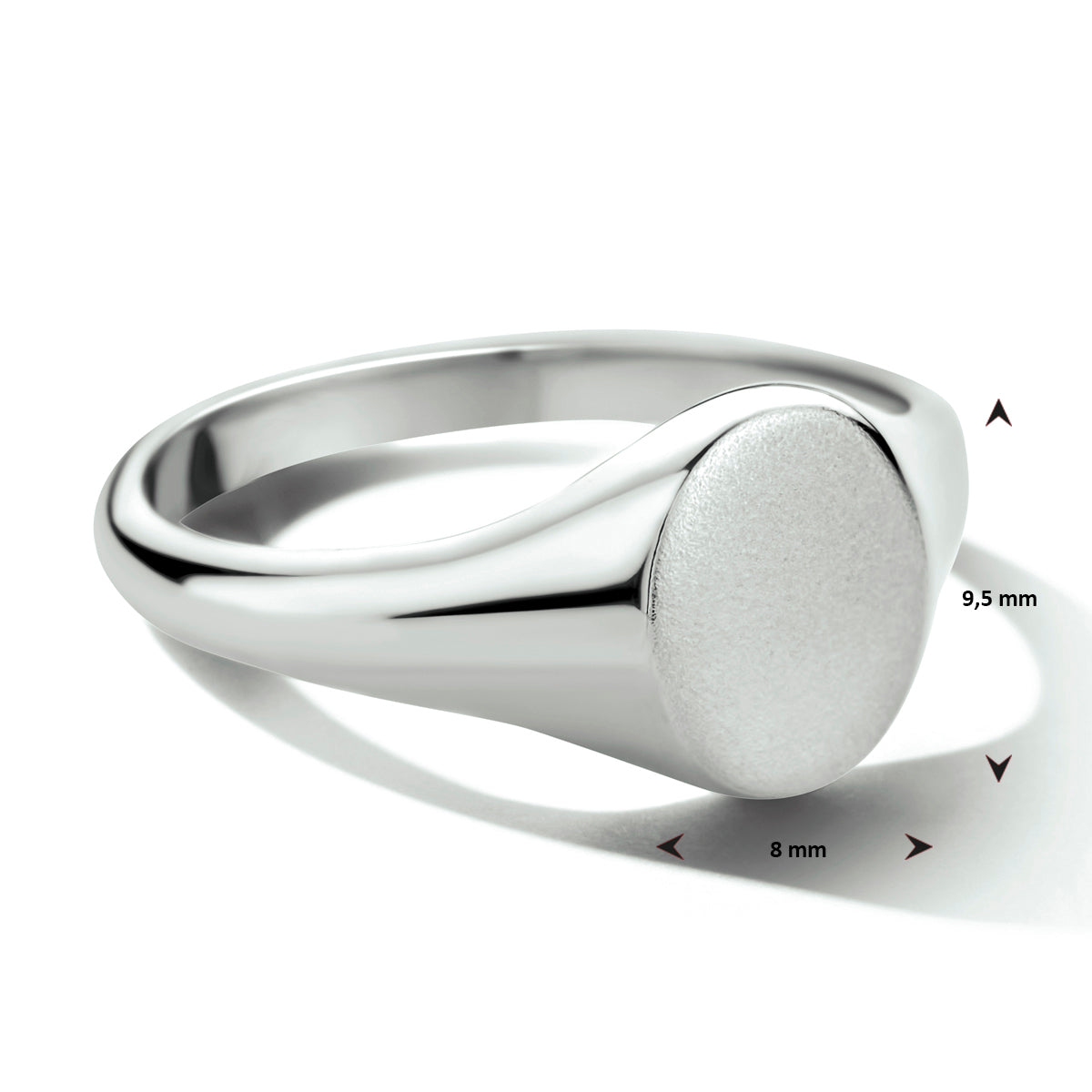 Graveerring ovaal zilver gerhodineerd