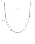 zilver gerhodineerd collier gourmette 4-zijdes geslepen en paperclip 3,5 mm 42 + 3 cm 1334557