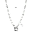 zilver gerhodineerd collier paperclip platte buis 3,8 mm 42 cm met groot springslot 1334620