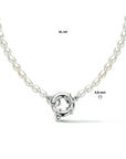 zilver gerhodineerd collier parel 3,8 mm 41 cm met groot springslot 1334621