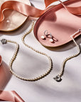 zilver gerhodineerd collier parel 3,8 mm 41 cm met groot springslot 1334621