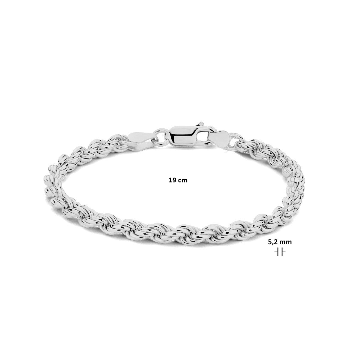 koord 5,2 mm zilver gerhodineerd