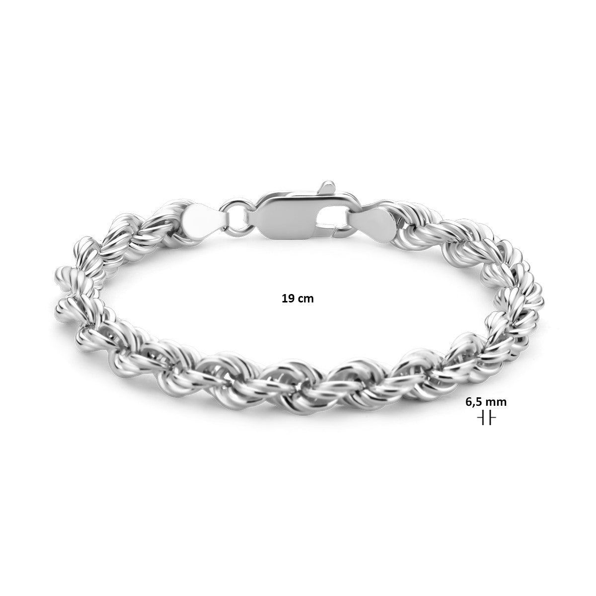 Zilver Gerhodineerd Koord 6,5 mm 1334719 - PansiteNederland.nl