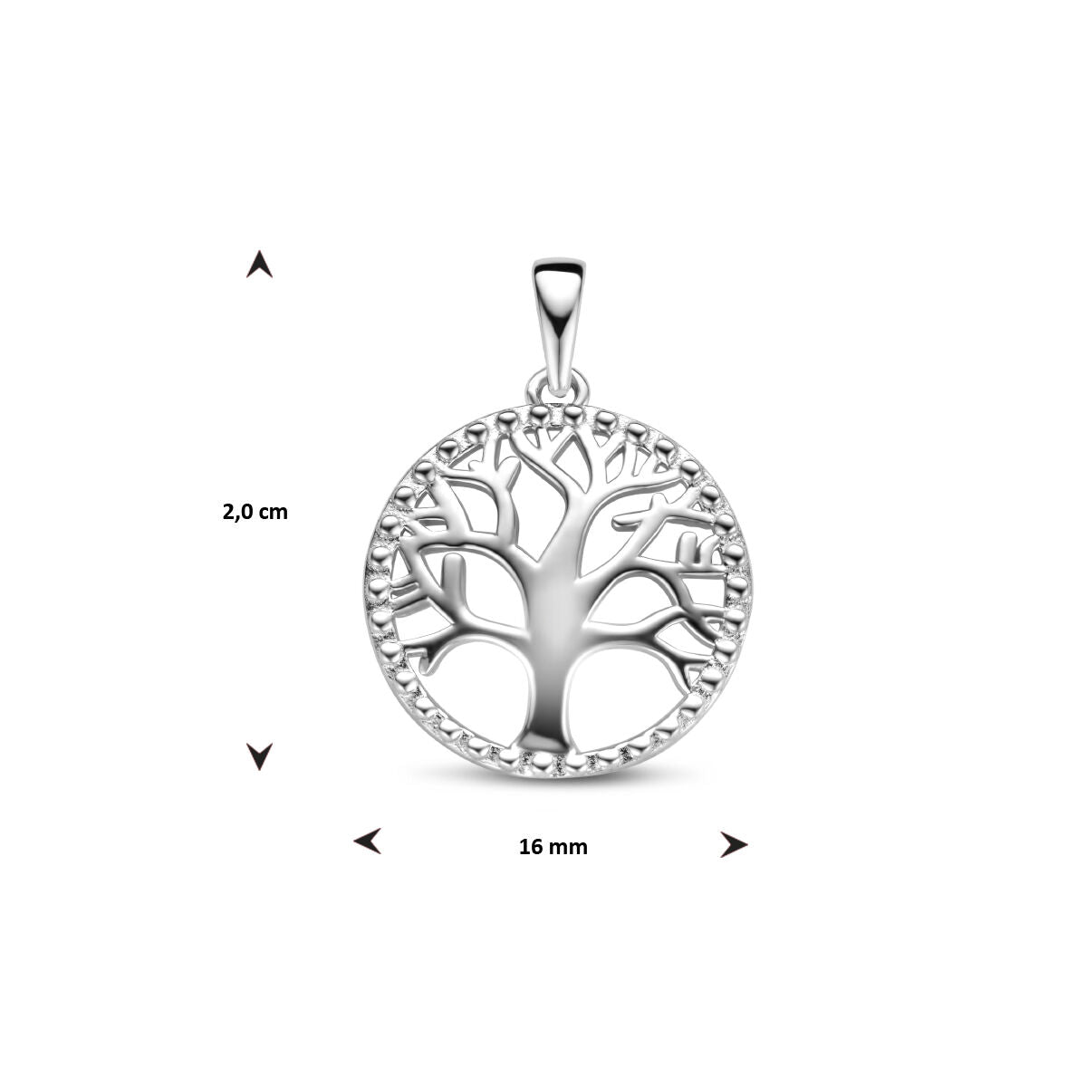 Zilver Gerhodineerd Hanger Levensboom 16 mm 1334754 - PansiteNederland.nl