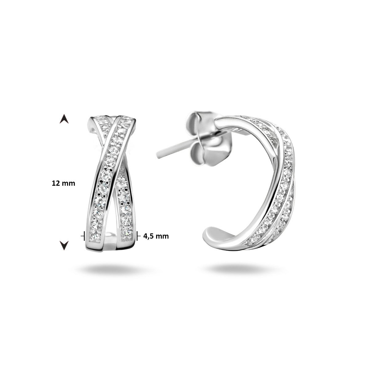 Zilver Gerhodineerd Stekeroorringen Zirkonia 1334756 - PansiteNederland.nl