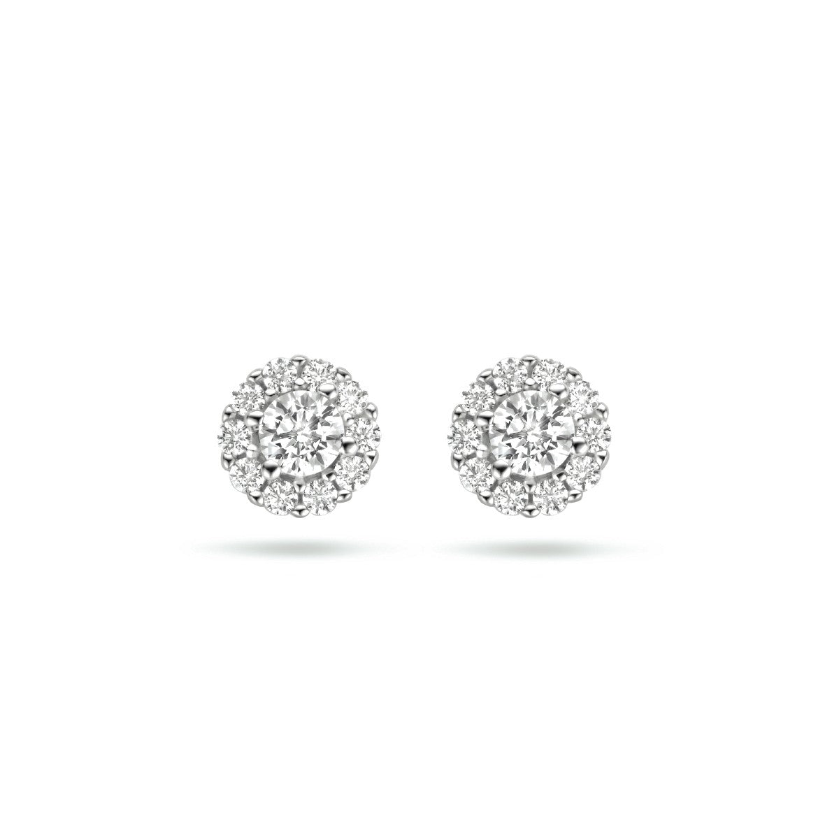 Zilver Gerhodineerd Oorknoppen Zirkonia Halo 1334771 - PansiteNederland.nl