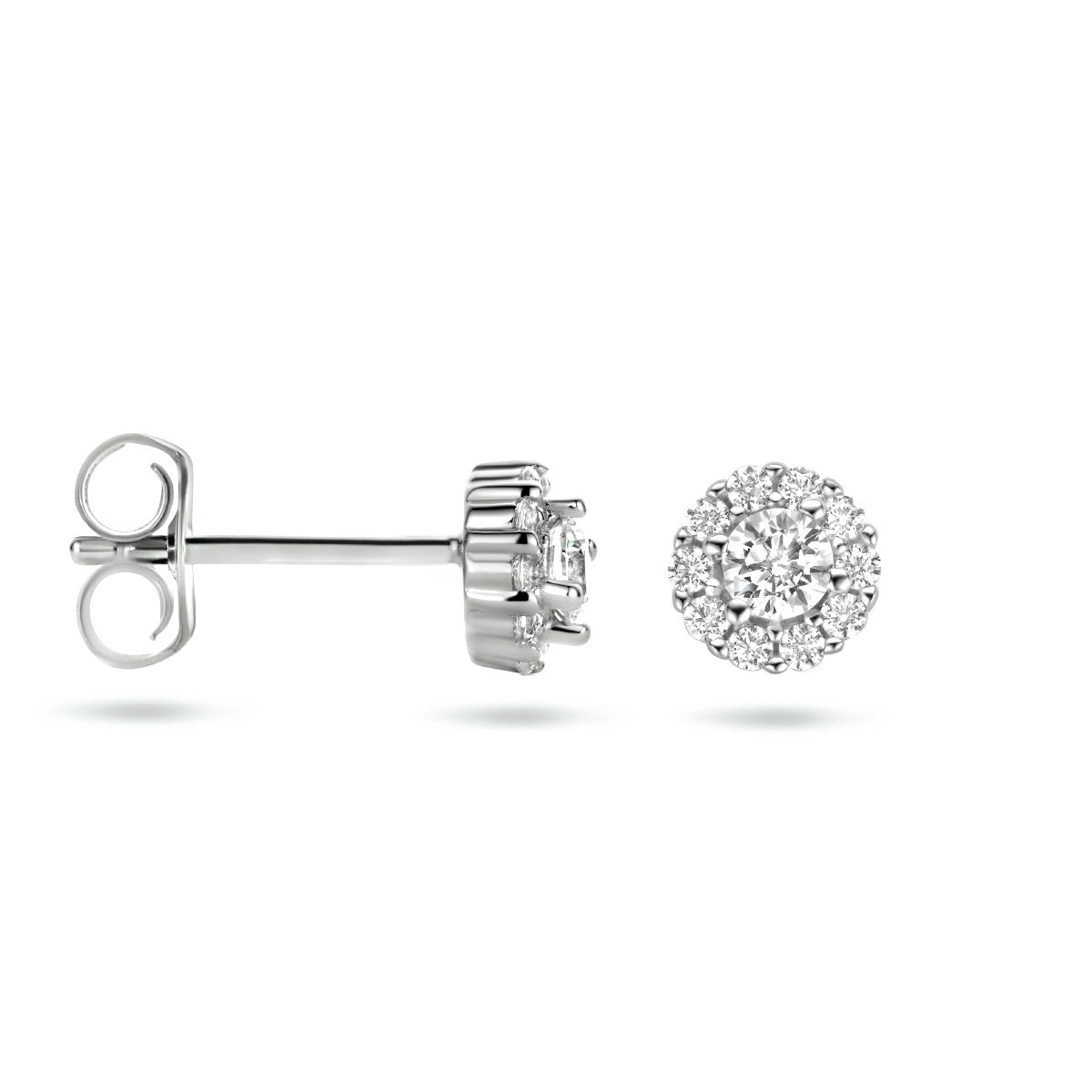 Zilver Gerhodineerd Oorknoppen Zirkonia Halo 1334771 - PansiteNederland.nl